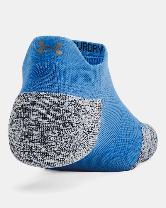 Unisex UA ArmourDry™ Run Cushion No Show Tab Socks in Blue image number 2